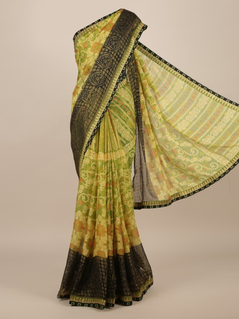 

Pothys Green & Black Poly Chiffon Printed Saree