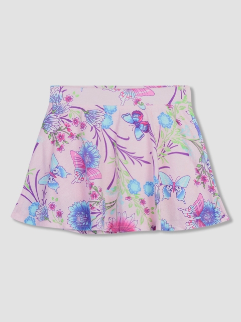 

The Childrens Place Girls Pink & Blue Printed Knee-Length Skort