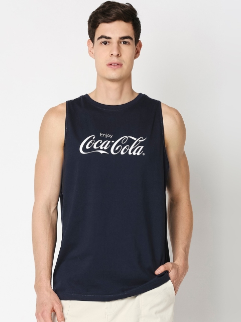 

Bewakoof X Coke Men Navy Blue & Beige Enjoy Coca Cola Printed Cotton Innerwear Vest