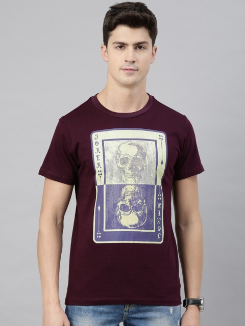

QUANCIOUS Men Maroon Solid Round Neck Sustainable T-shirt