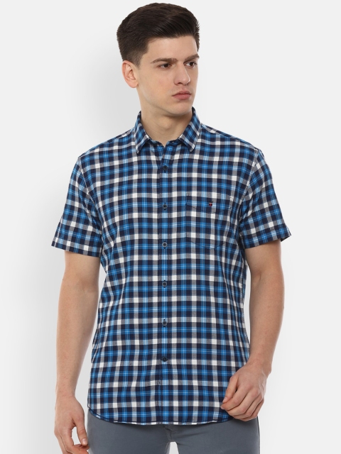 

Louis Philippe Sport Men Navy Blue & White Slim Fit Checked Casual Cotton Shirt