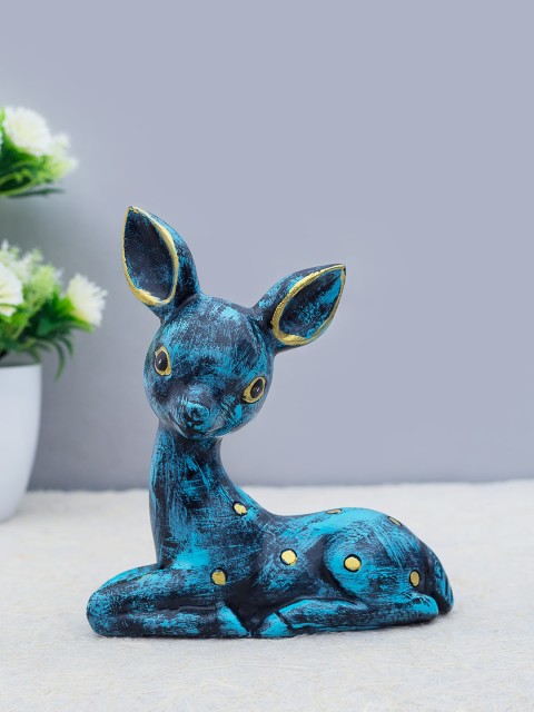 

Golden Peacock Blue & Black Polyresin Deer Showpiece