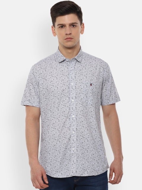 

Louis Philippe Jeans Men White & Black Slim Fit Printed Cotton Casual Shirt