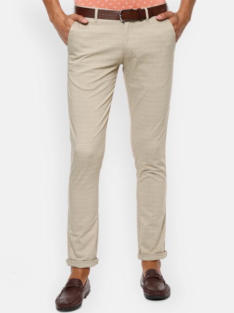 

Louis Philippe Sport Men Beige Slim Fit Checked Formal Trousers