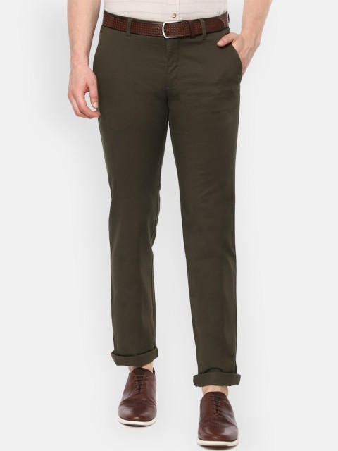 

Louis Philippe Sport Men Olive Green Slim Fit Solid Regular Trousers