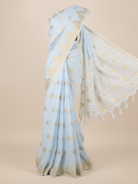 

Pothys Blue Woven Design Jute Silk Saree