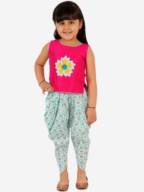 

KID1 Girls Pink Printed Top with Dhoti Pants