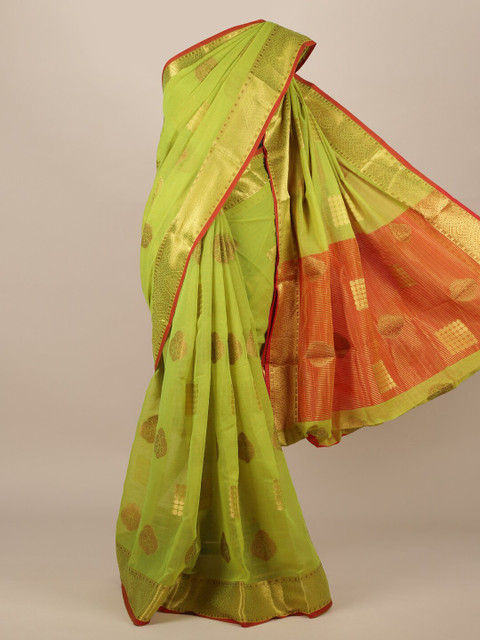 

Pothys Green Woven Design Jute Silk Saree