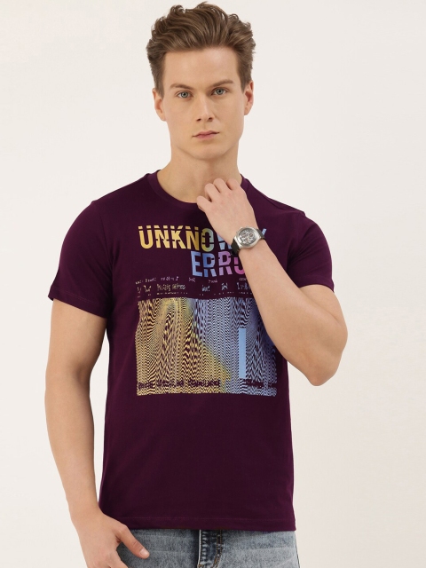 

QUANCIOUS Men Maroon Solid Round Neck Sustainable T-shirt