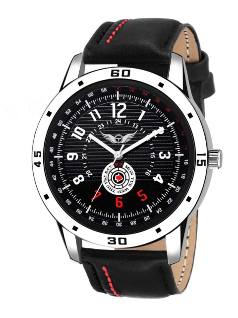 

LOIS CARON Men Black & Silver-Toned Analogue Watch