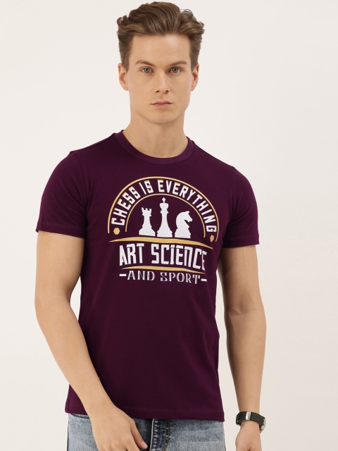 

QUANCIOUS Men Maroon Solid Round Neck Sustainable T-shirt