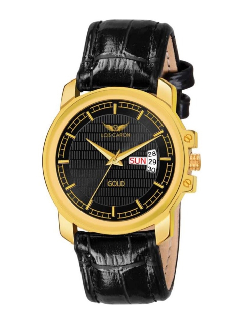 

LOIS CARON Men Black & Gold-Toned Analogue Leather Watch MLC-8456