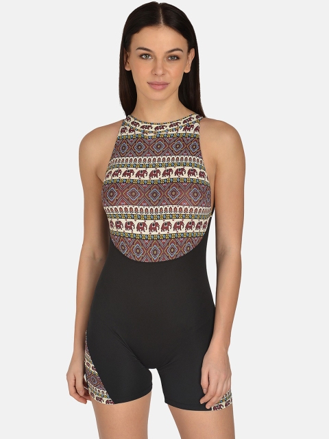 

mod & shy Women Black & Beige Printed One-Piece Swimwear