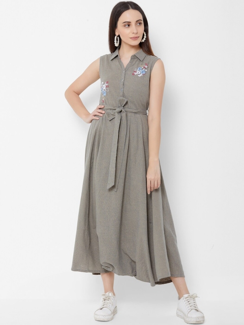 

ZOLA Women Grey Solid Fit and Flare Dress