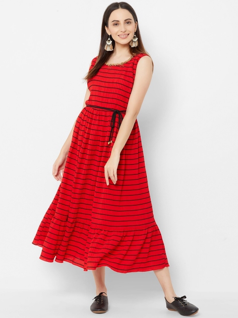 

ZOLA Women Red Striped Fit and Flare Dress