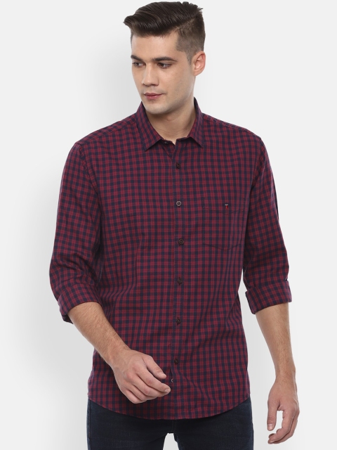 

Louis Philippe Sport Men Maroon & Navy Blue Slim Fit Checked Cotton Casual Shirt