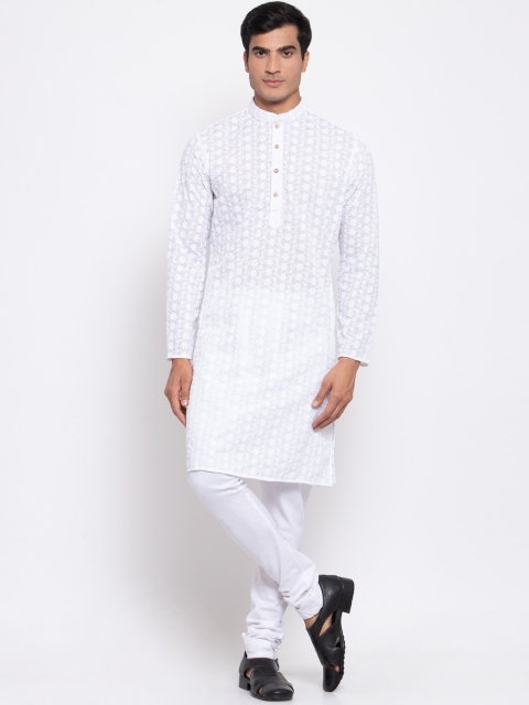 

Badoliya & Sons Men White Embroidered Kurta with Churidar