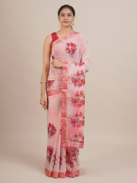 

Pothys Pink Printed Poly Georgette Saree