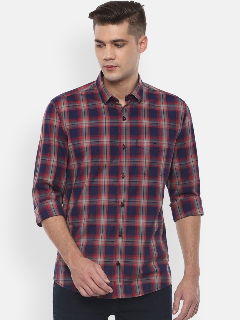 

Louis Philippe Sport Men Navy Blue & Red Slim Fit Checked Casual Shirt