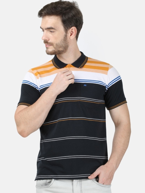 

Monte Carlo Men Black Striped Polo Collar T-shirt