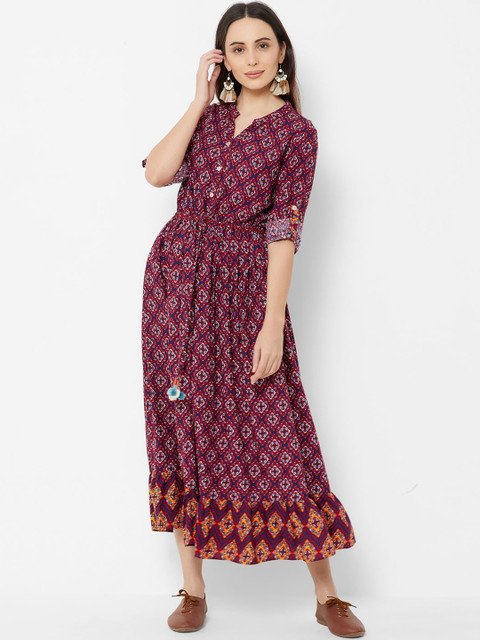 

ZOLA Women Magenta Printed A-Line Dress