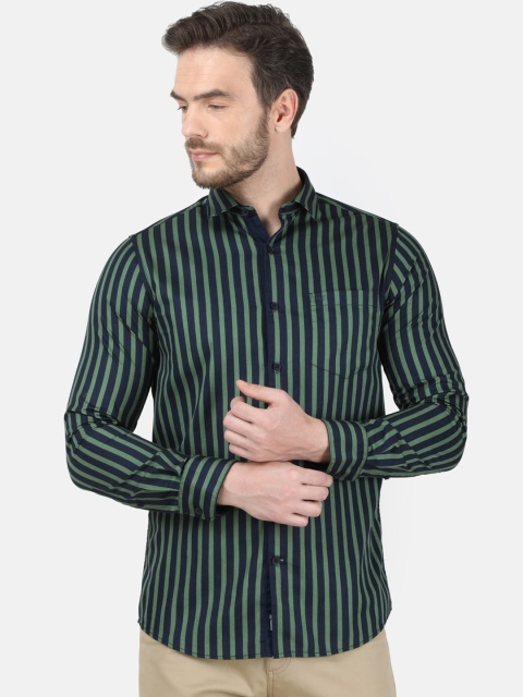 

Monte Carlo Men Green Slim Fit Striped Casual Shirt