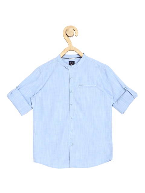 

Allen Solly Junior Boys Blue Regular Fit Solid Cotton Casual Shirt