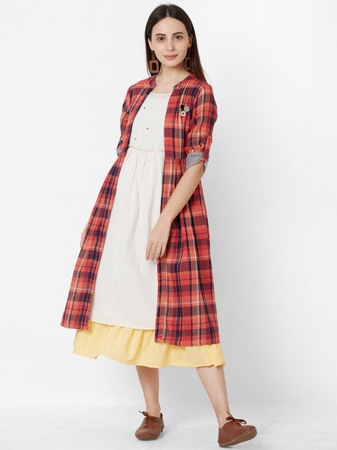 

ZOLA Women White Solid Layered Fit and Flare Dress with Jacket
