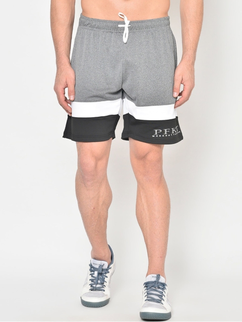 

PERFKT-U Men Colourblocked Regular Fit Sports Shorts, Grey