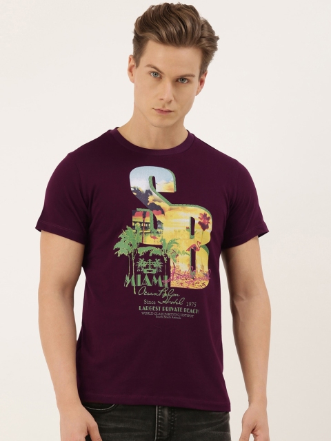 

QUANCIOUS Men Maroon Printed Round Neck Sustainable T-shirt