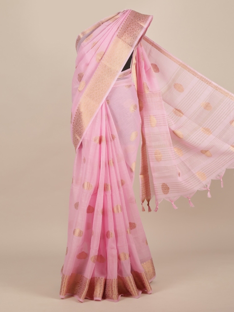 

Pothys Pink Woven Design Jute Silk Saree