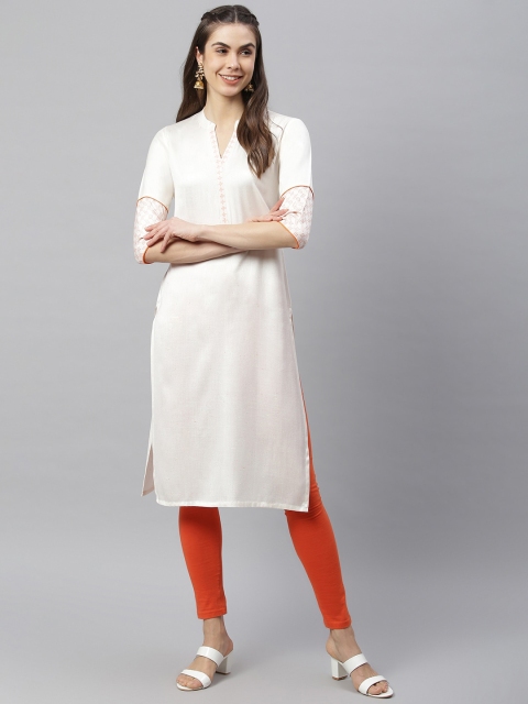 

HK colours of fashion Women Off White Liva Jacquard Liva Kurta