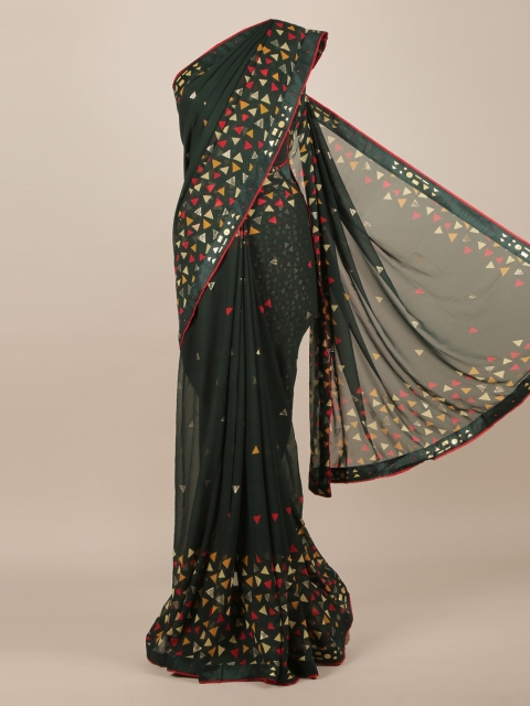 

Pothys Green Printed Poly Chiffon Saree