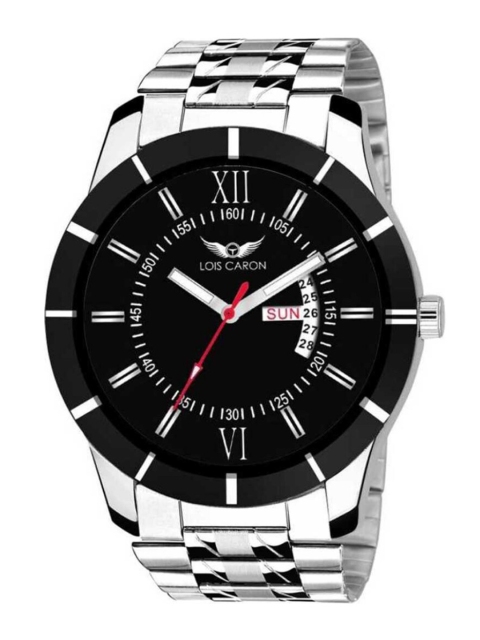 

LOIS CARON Men Black & Silver-Toned Analogue Watch MLC-8015