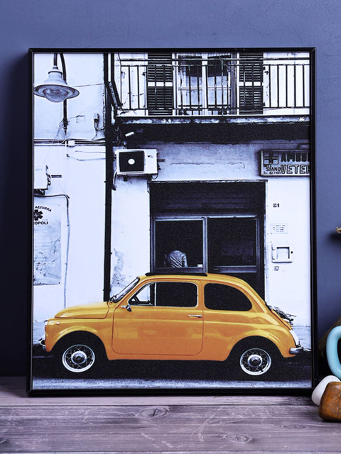 

A Vintage Affair- Home Decor Yellow & White Vintage Car Wall Art