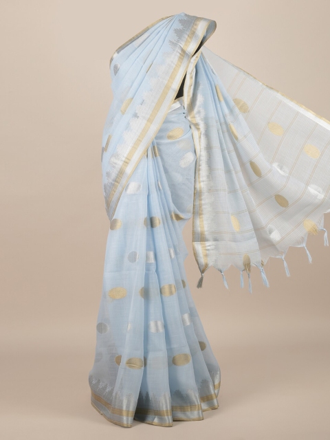 

Pothys Blue Woven Design Jute Silk Saree With Tasseled Pallu