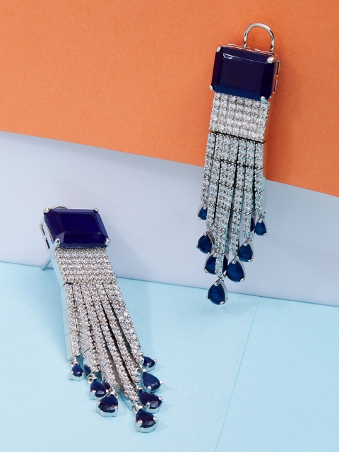 

GloBox By ZeroKaata Silver-Toned Contemporary Drop Earrings