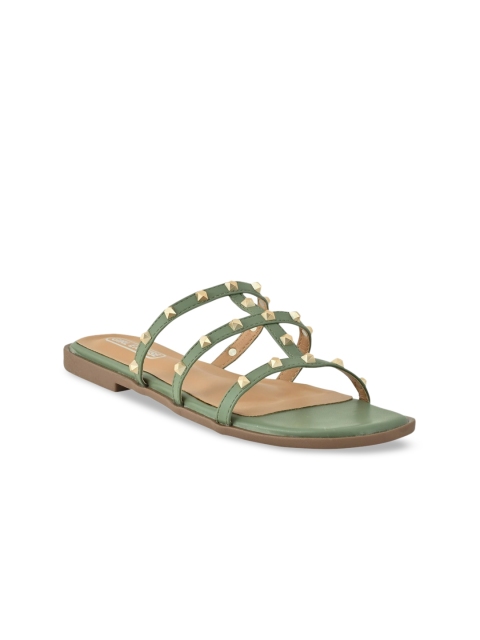 

GIRL EXCUSE Women Olive Green Embellished Open Toe Flats