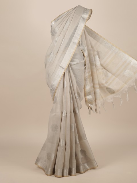 

Pothys Grey Solid Jute Silk Saree