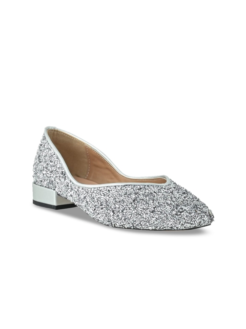 

GIRL EXCUSE Women Silver-Toned Embellished Comfort Heeled Pumps