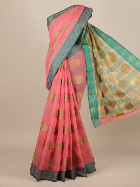 

Pothys Pink Woven Design Jute Silk Saree