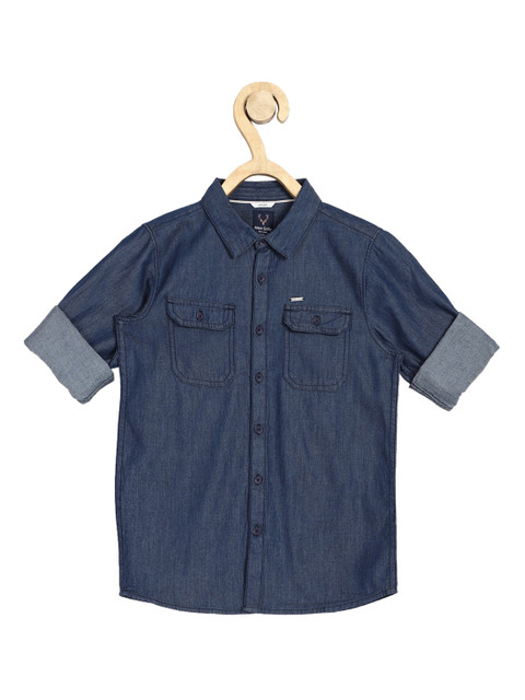 

Allen Solly Junior Boys Navy Blue Slim Fit Solid Cotton Casual Shirt