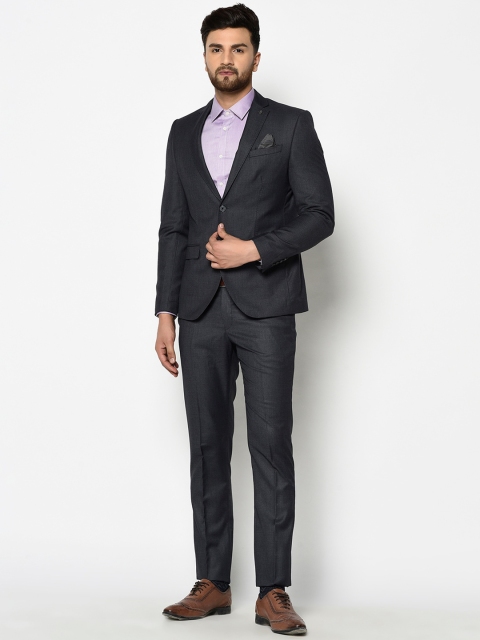 

Blackberrys Men Grey Solid Slim-Fit Single-Breasted Two-Piece Formal Suit