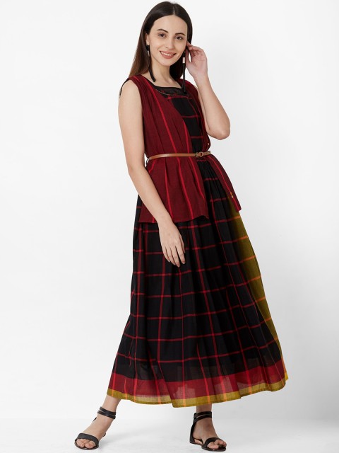 

ZOLA Women Multicoloured Checked Maxi Dress, Multi