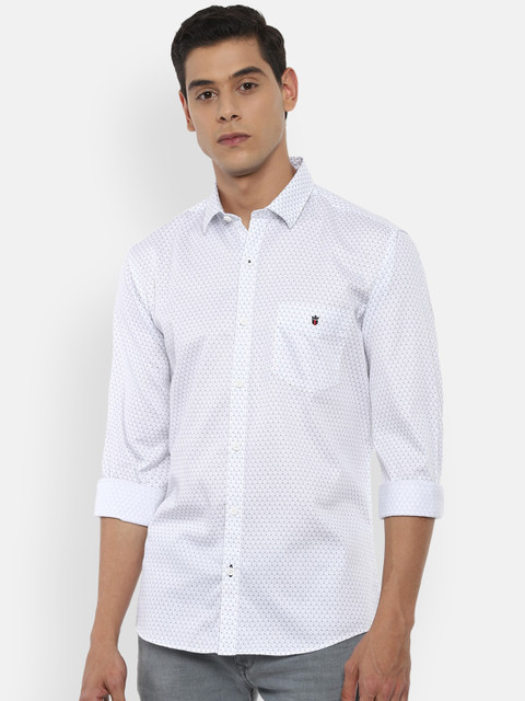 

Louis Philippe Sport Men White & Blue Slim Fit Printed Casual Cotton Shirt