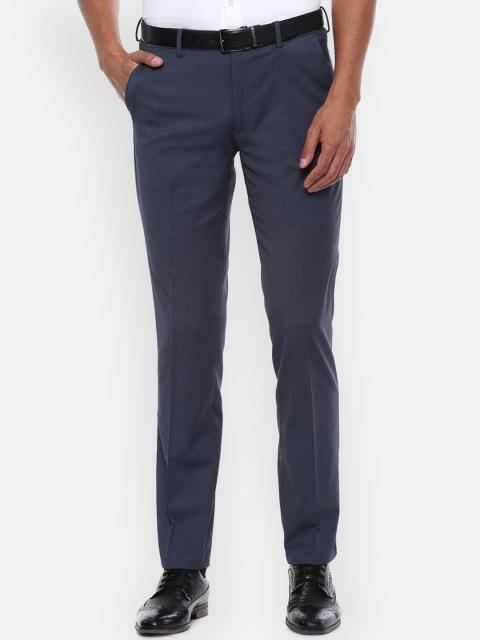 

Louis Philippe Permapress Men Navy Blue Regular Fit Solid Formal Trousers