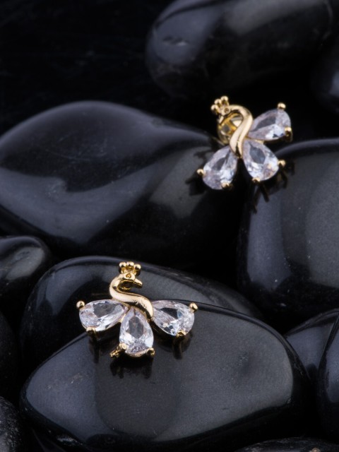

Alankruthi Gold-Plated & White CZ Quirky Studs
