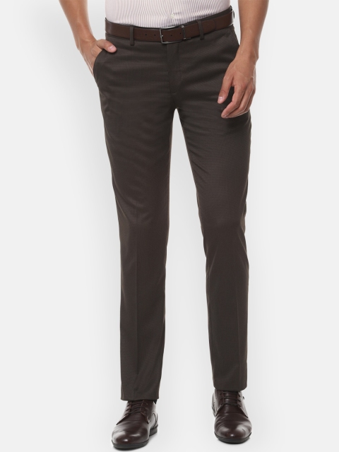 

Louis Philippe Men Brown Slim Fit Self Design Formal Trousers