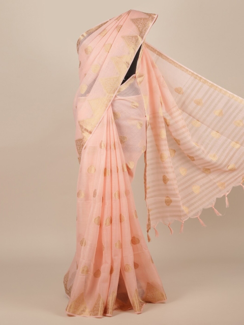 

Pothys Peach-Coloured Woven Design Jute Silk Saree
