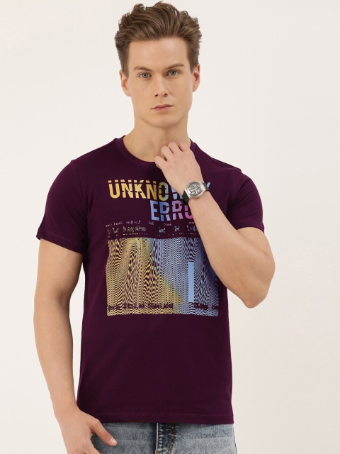 

QUANCIOUS Men Maroon Solid Round Neck Sustainable T-shirt